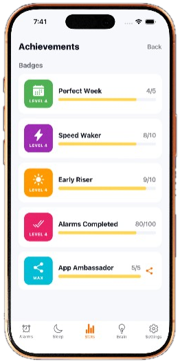Achievements and badges in the Wake app