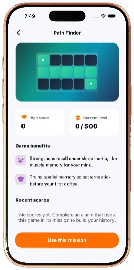 Path Finder game details with high score and level