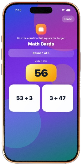 Math Cards mission during an alarm